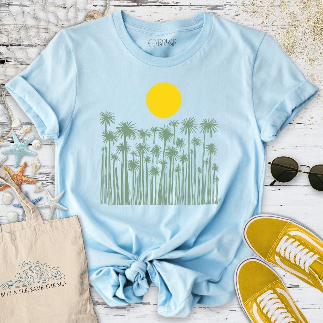 Field of Palmtrees T-Shirt Light Blue / S