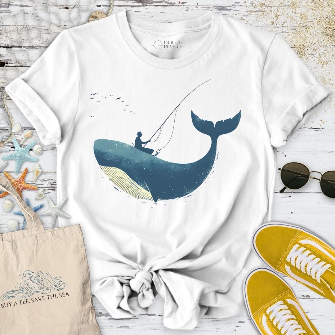 Fishing Whale T-Shirt White / S