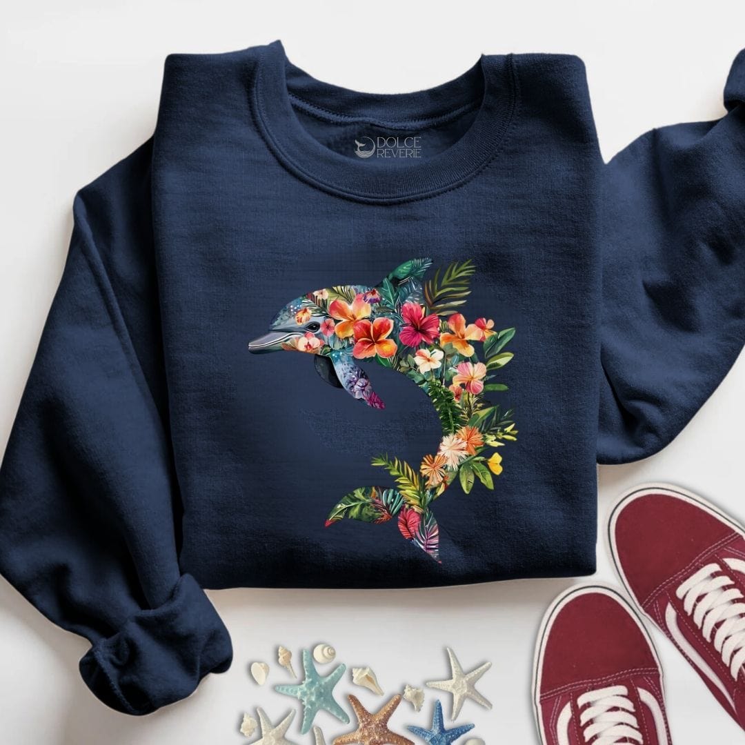 Floral Dolphin Sweatshirt S / Navy