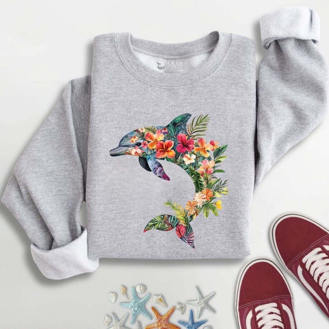 Floral Dolphin Sweatshirt S / Sport Grey
