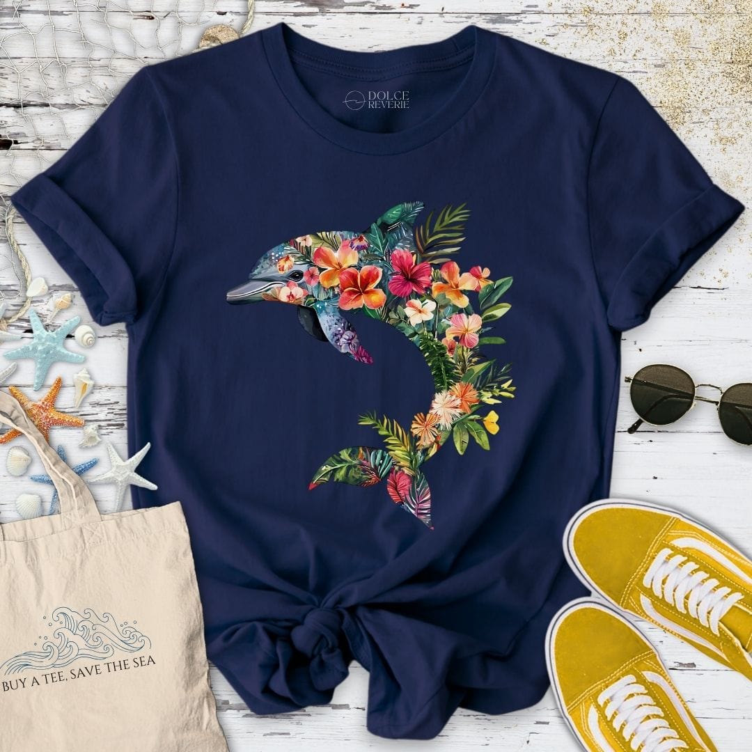 Floral Dolphin T-Shirt Navy / S