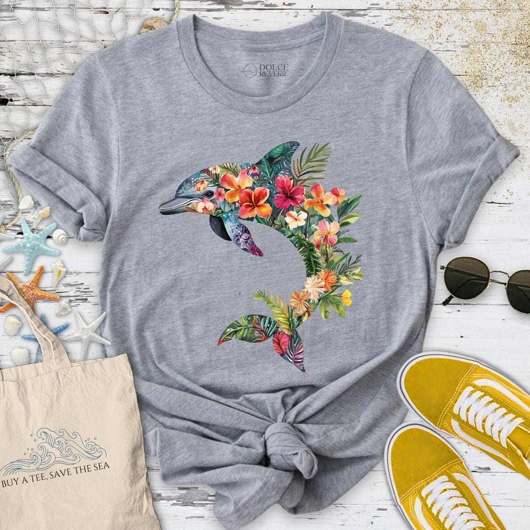 Floral Dolphin T-Shirt Sport Grey / S