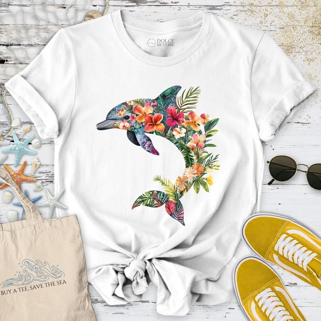 Floral Dolphin T-Shirt White / S