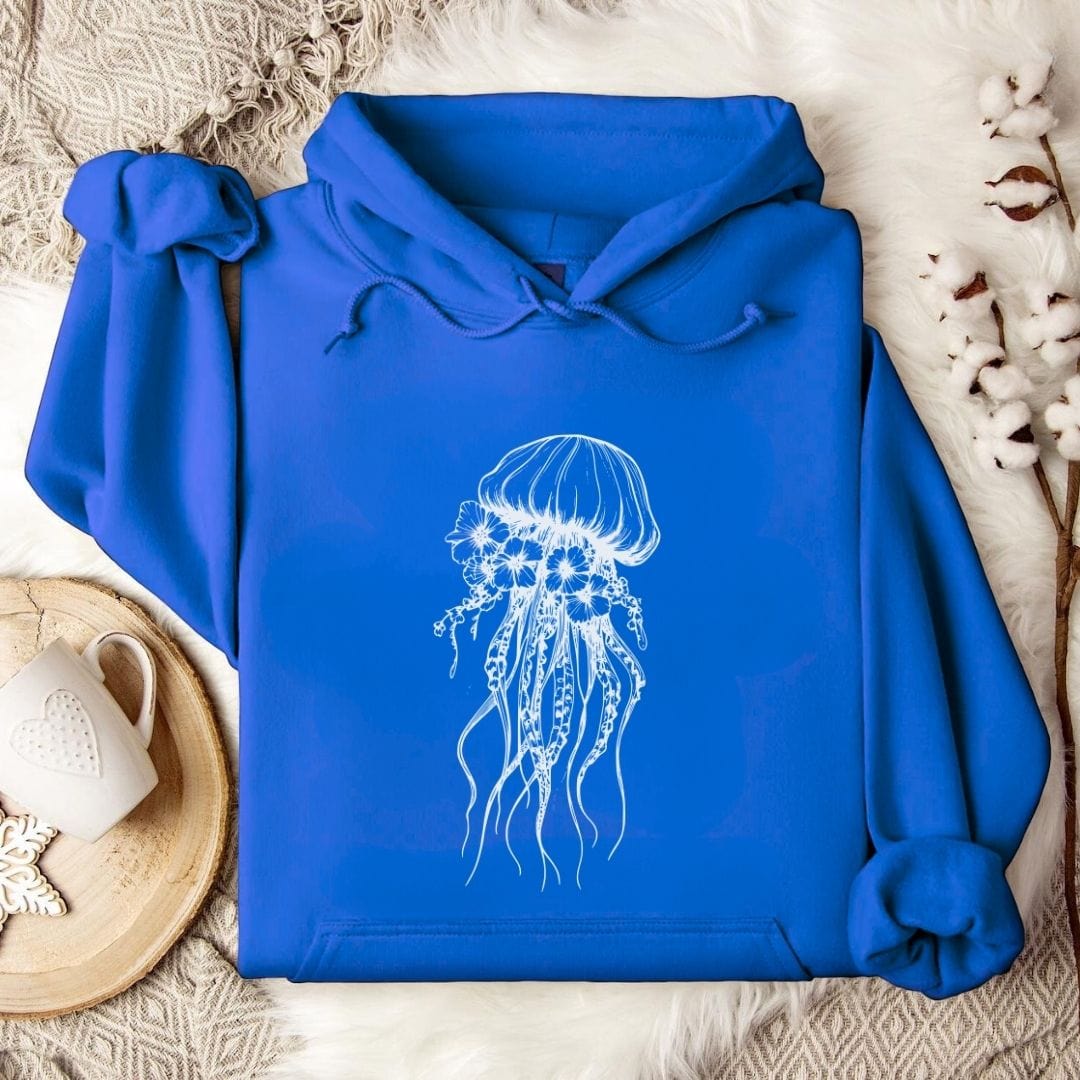 Floral Jellyfish Hoodie Royal / S