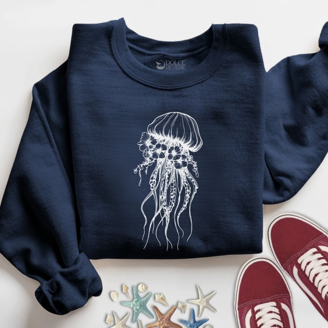 Floral Jellyfish Sweatshirt S / Navy