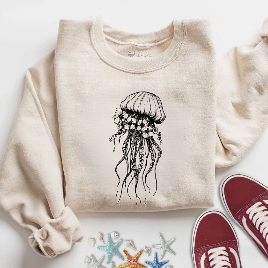 Floral Jellyfish Sweatshirt S / Sand