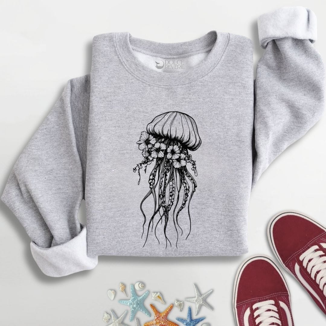 Floral Jellyfish Sweatshirt S / Sport Grey