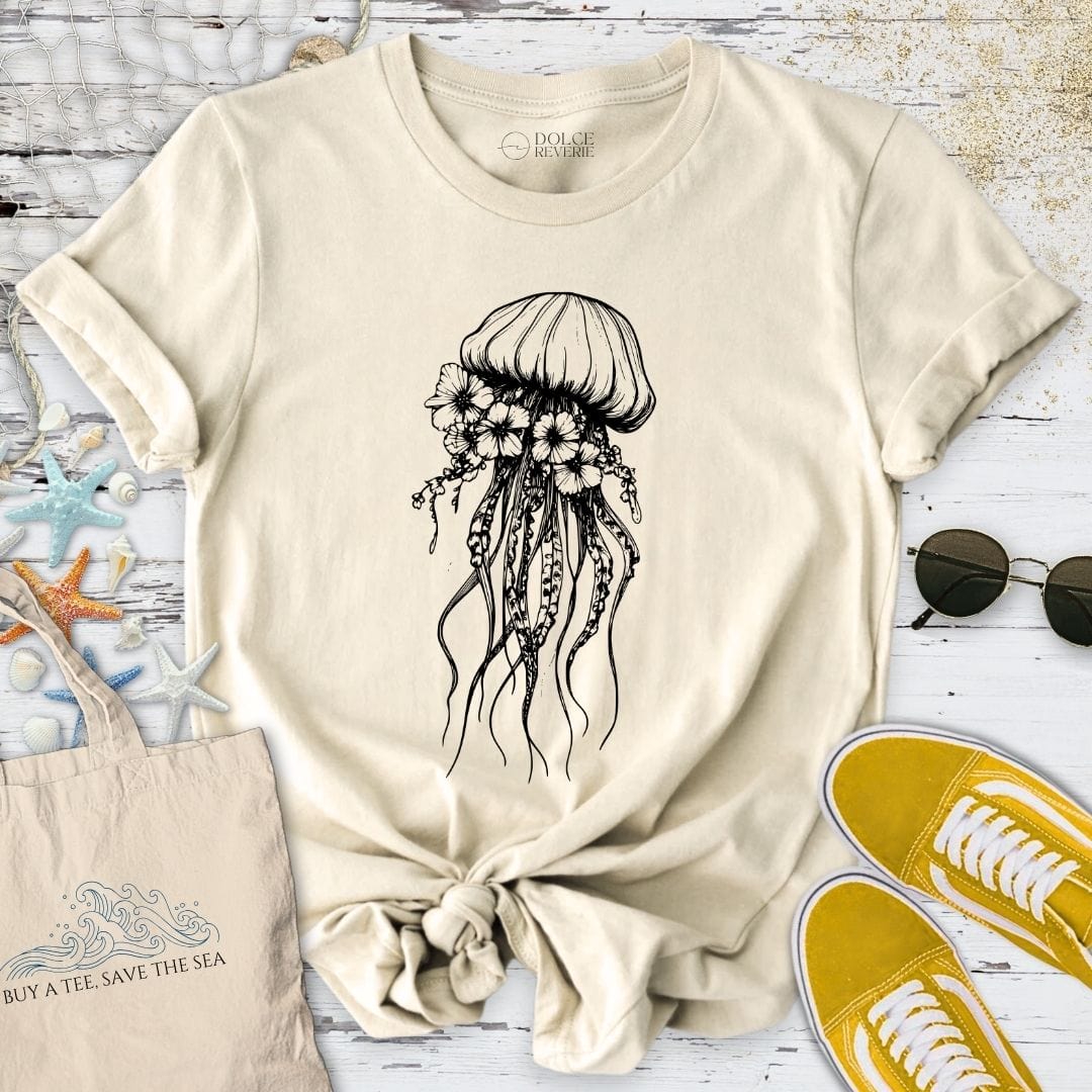 Floral Jellyfish T-Shirt Natural / S