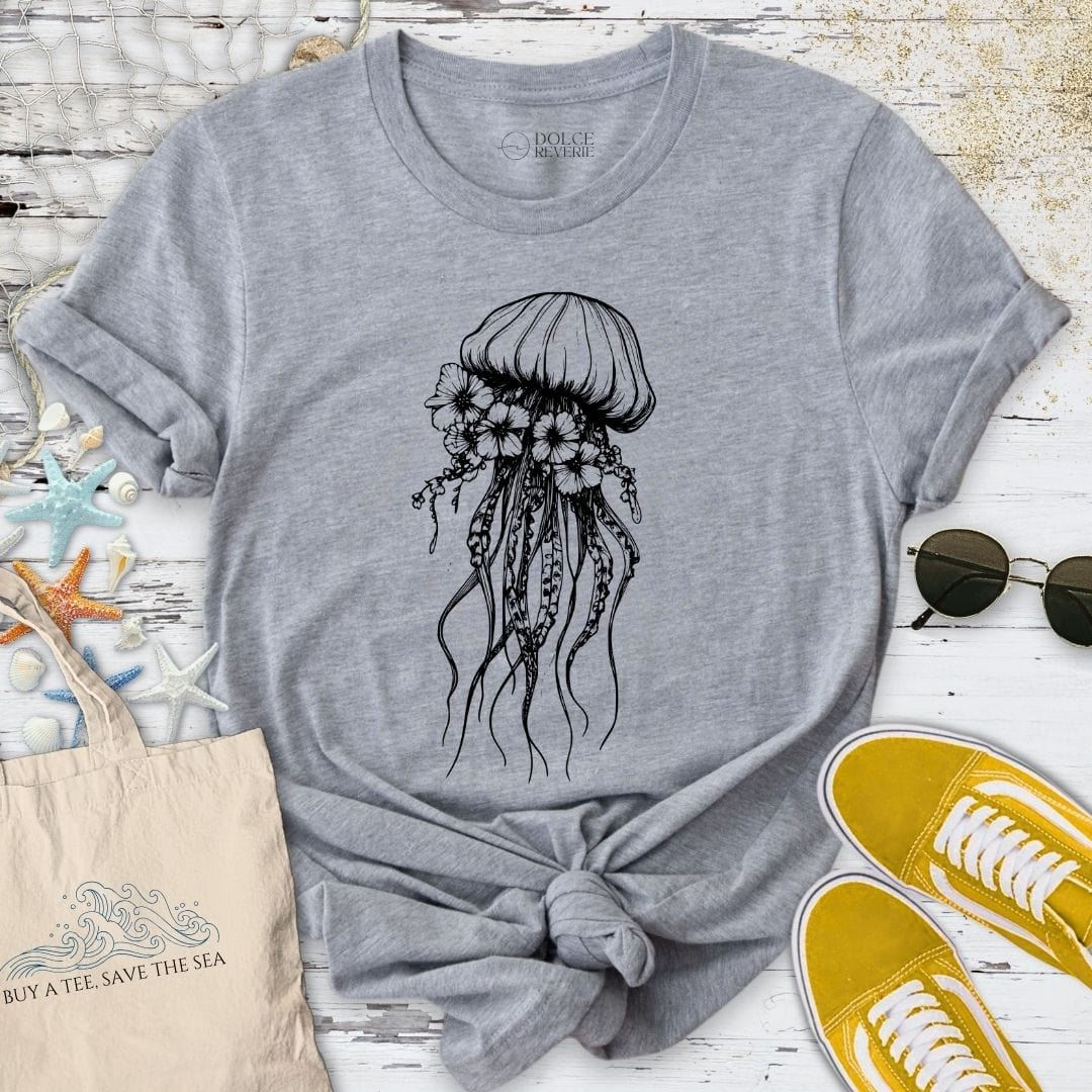 Floral Jellyfish T-Shirt Sport Grey / S