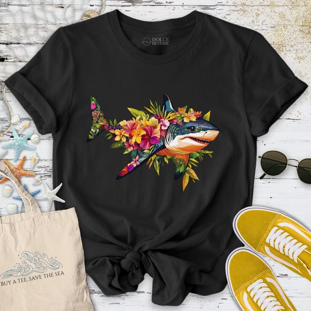 Floral Shark T-Shirt Black / S