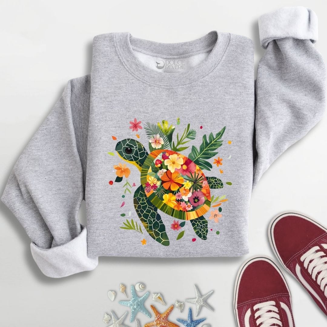 Floral Turtle Sweatshirt S / Sport Grey