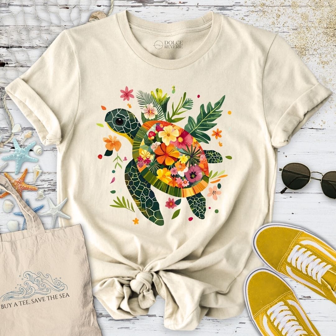 Floral Turtle T-Shirt Natural / S