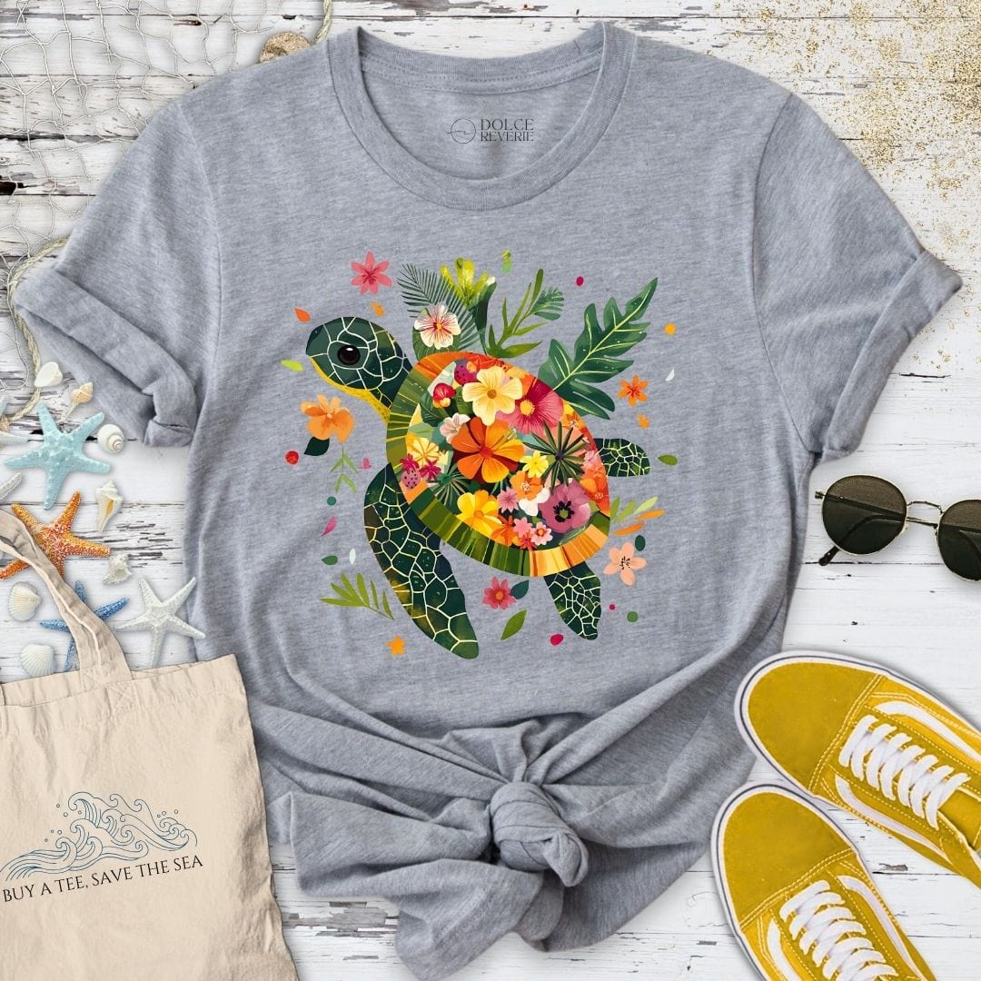 Floral Turtle T-Shirt Sport Grey / S