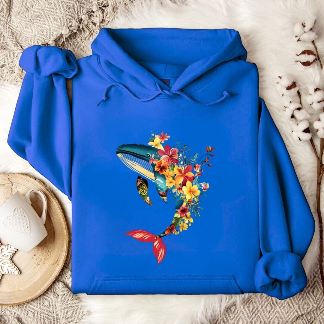 Floral Whale Hoodie Royal / S