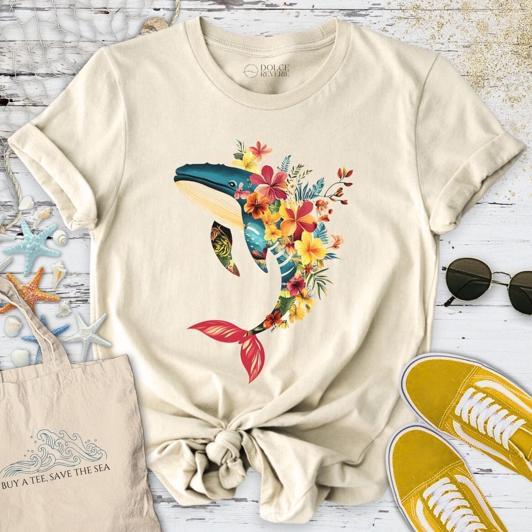Floral Whale T-Shirt Natural / S