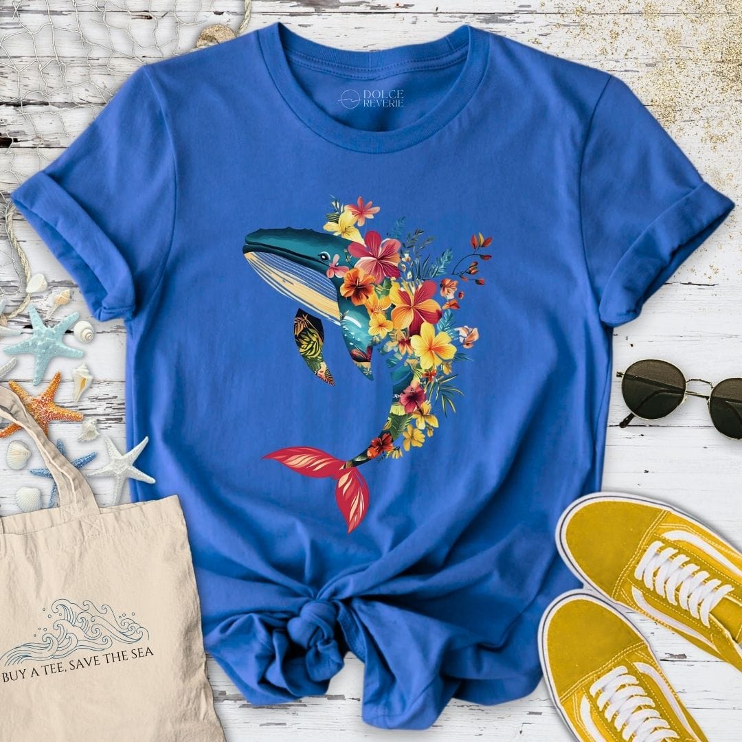 Floral Whale T-Shirt Royal / S