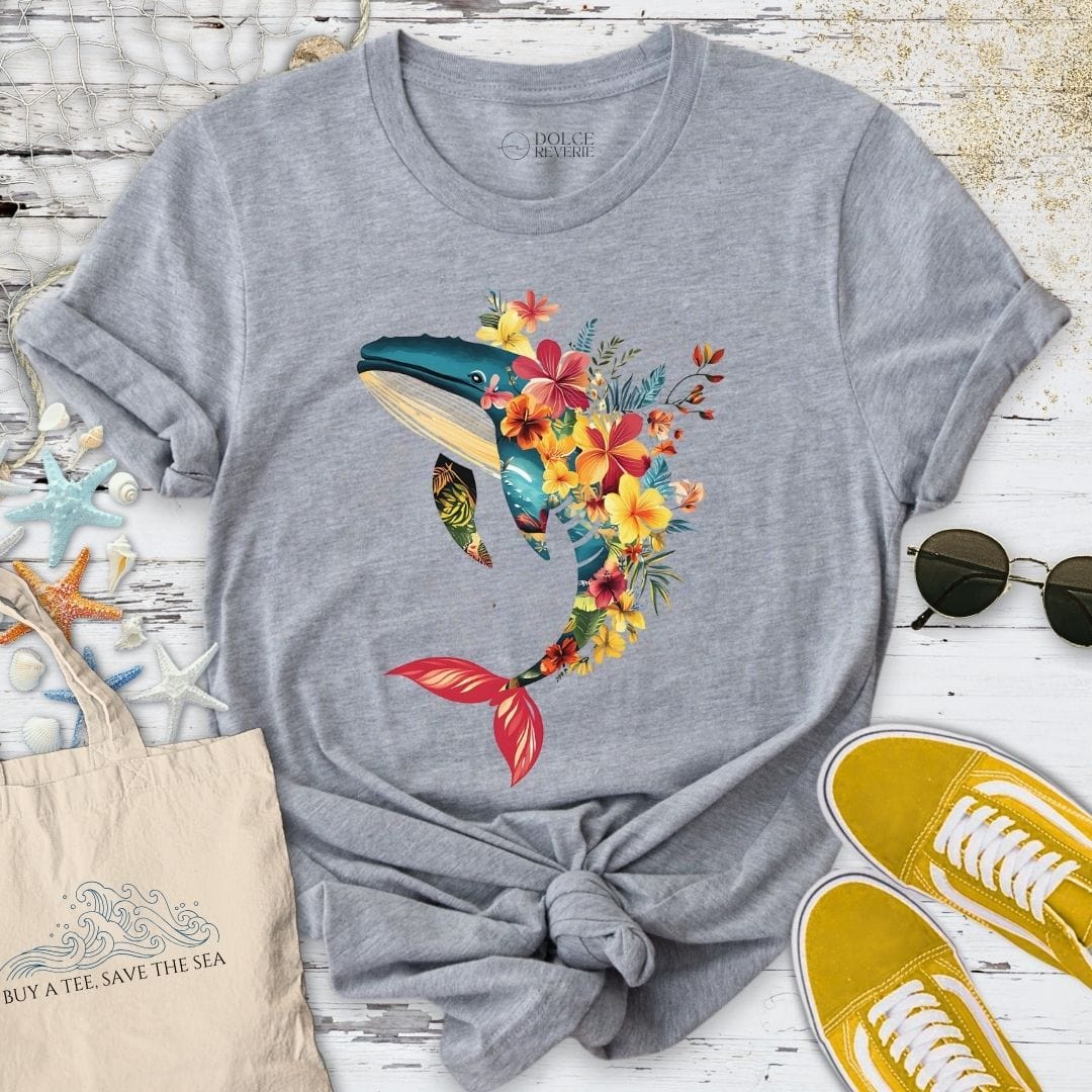 Floral Whale T-Shirt Sport Grey / S