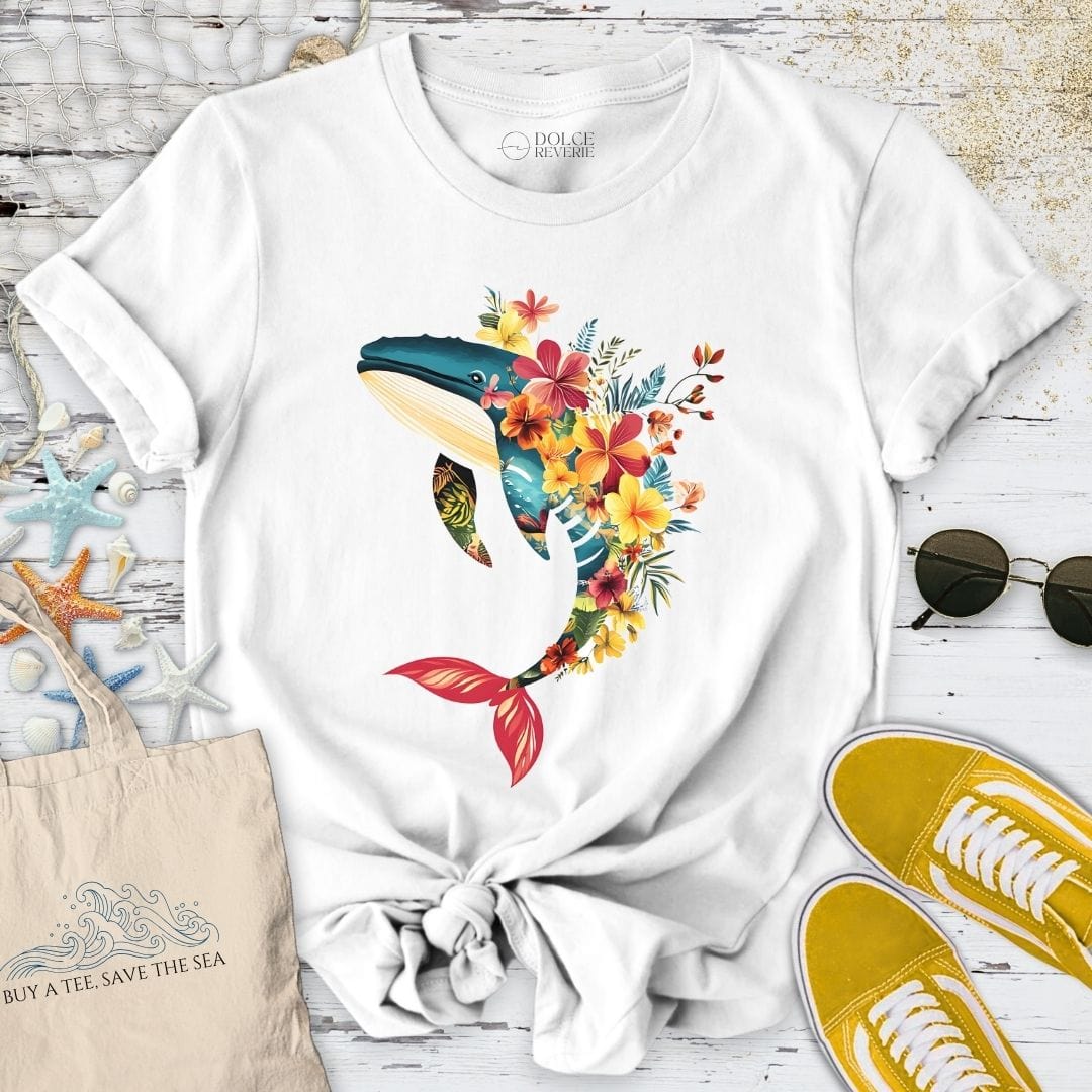 Floral Whale T-Shirt White / S