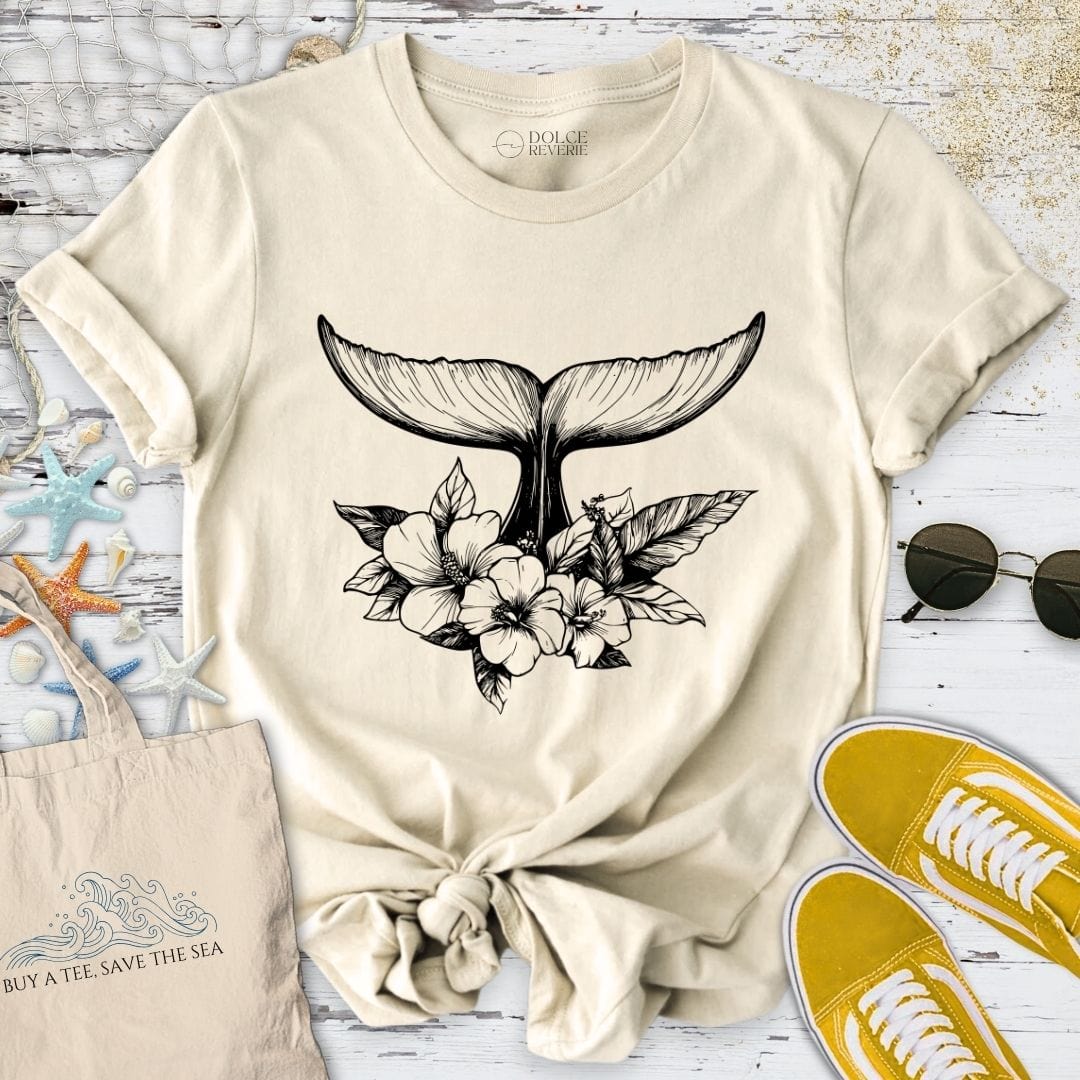 Floral Whale Tail T-Shirt Natural / S