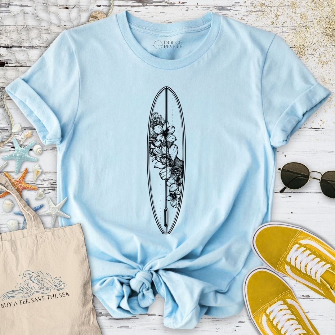 Flowers Surf T-Shirt Light Blue / S