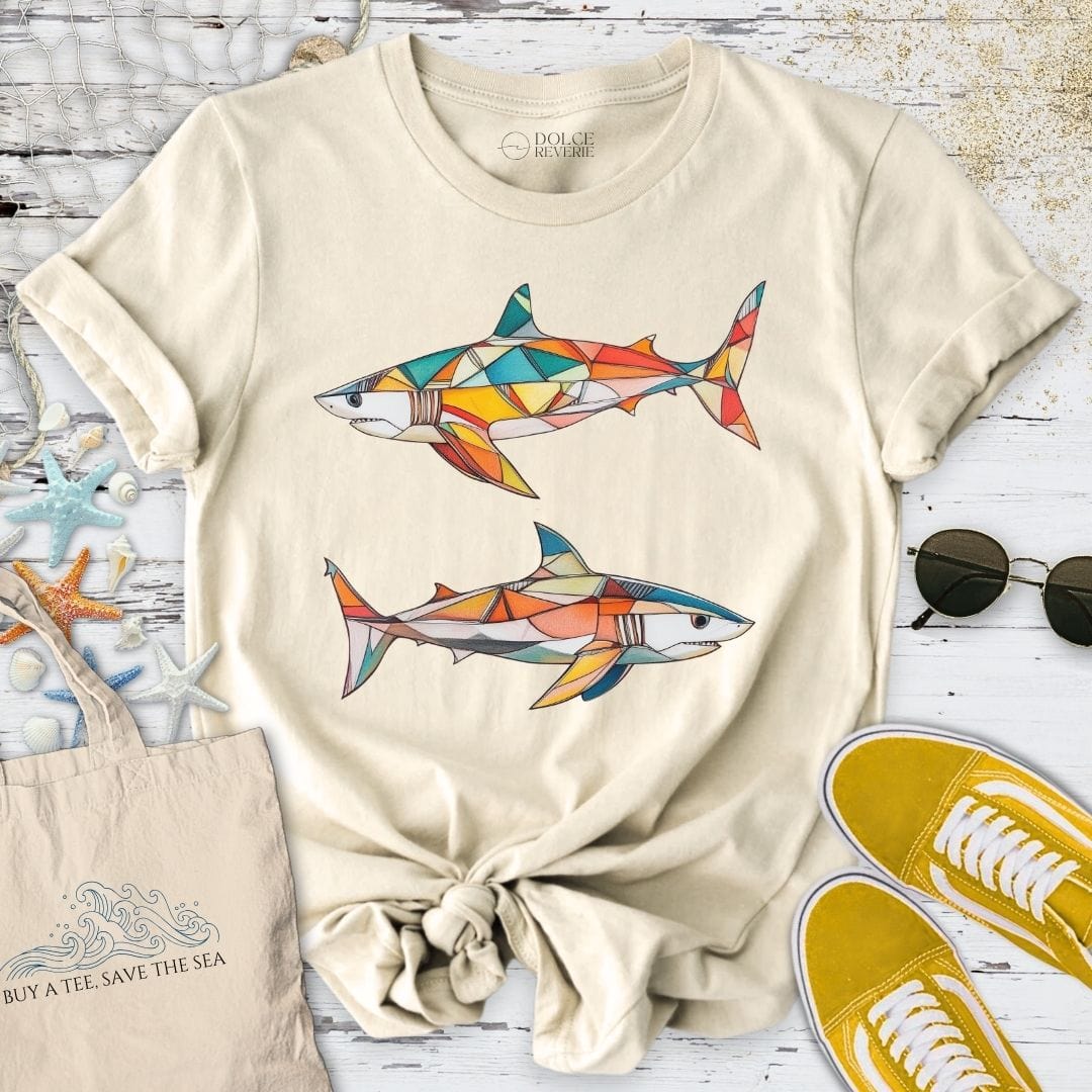 Geometric Sharks T-Shirt Natural / S