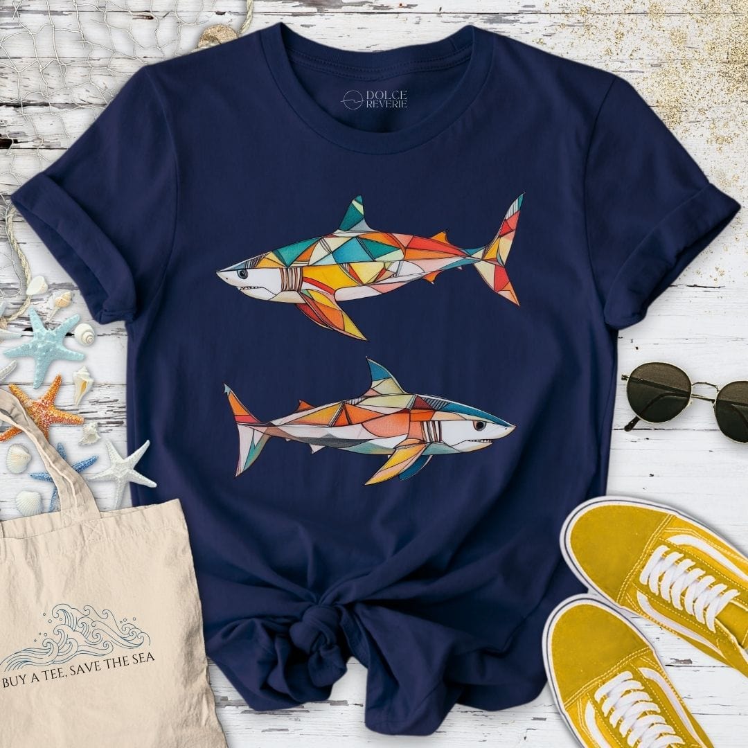 Geometric Sharks T-Shirt Navy / S