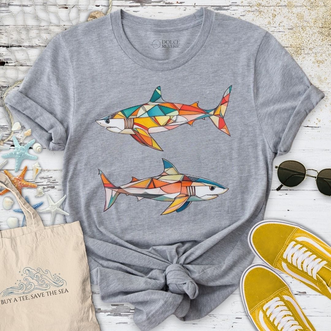 Geometric Sharks T-Shirt Sport Grey / S