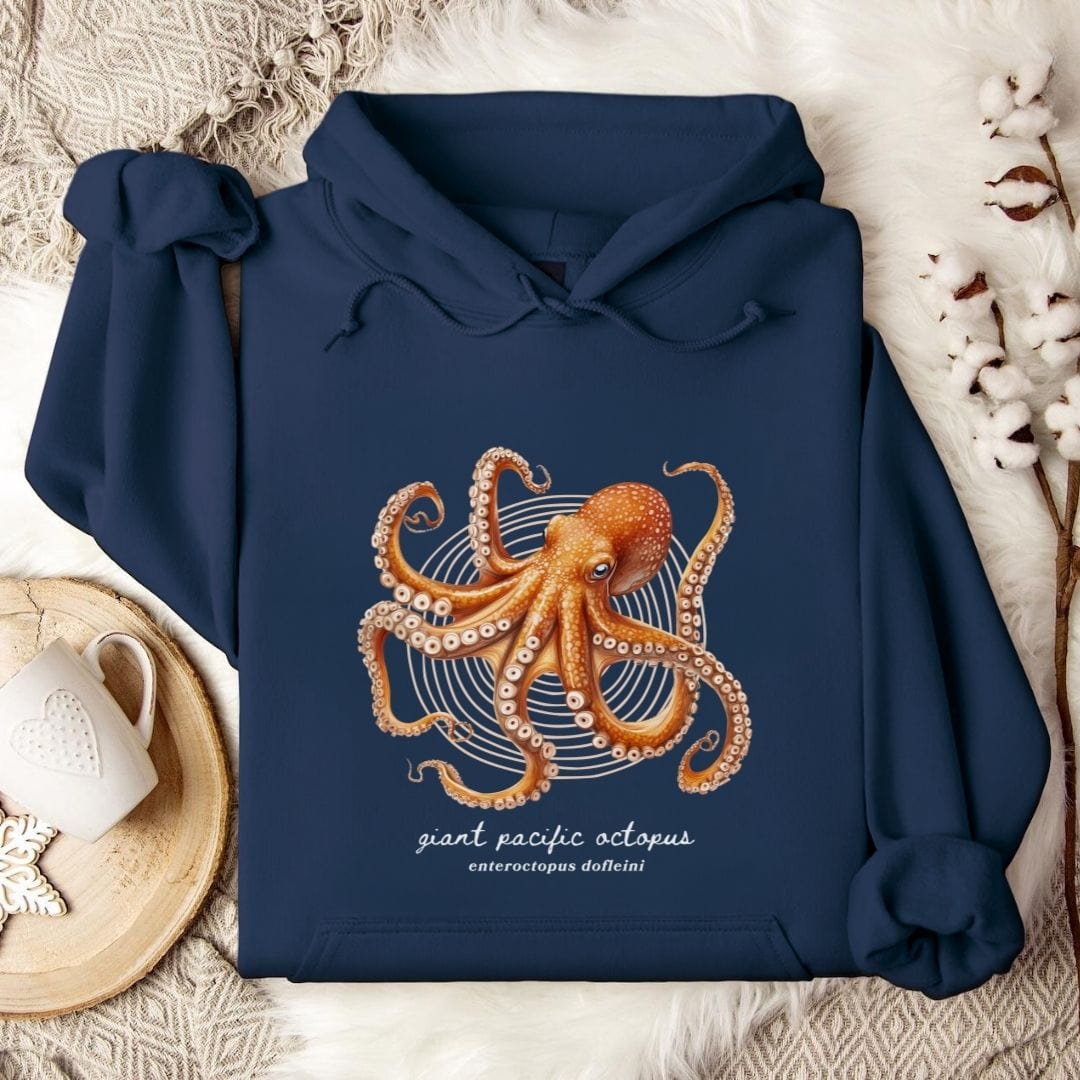 Giant Pacific Octopus Hoodie Navy / S