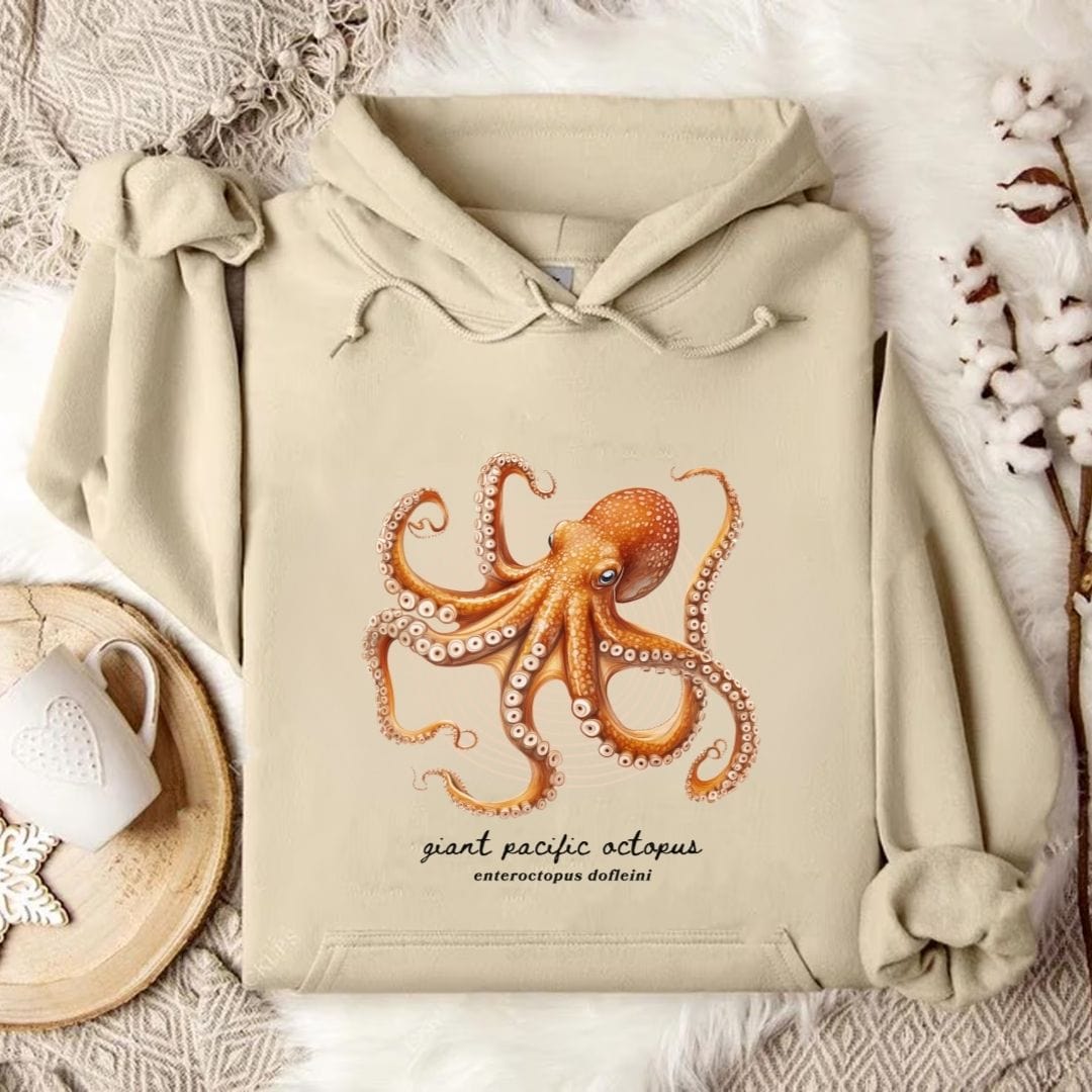 Giant Pacific Octopus Hoodie Sand / S