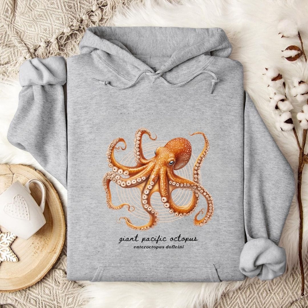 Giant Pacific Octopus Hoodie Sport Grey / S