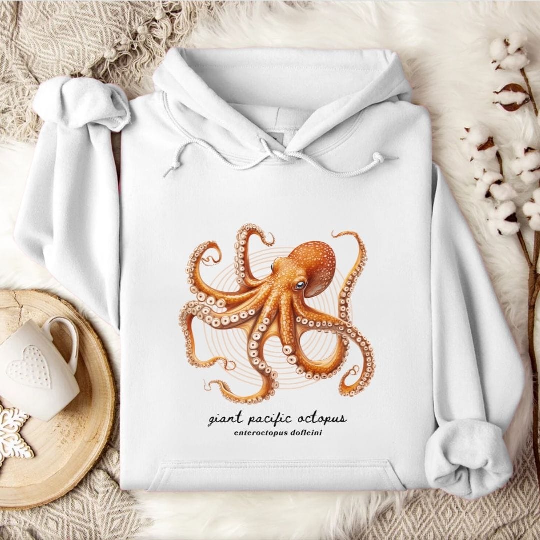 Giant Pacific Octopus Hoodie White / S