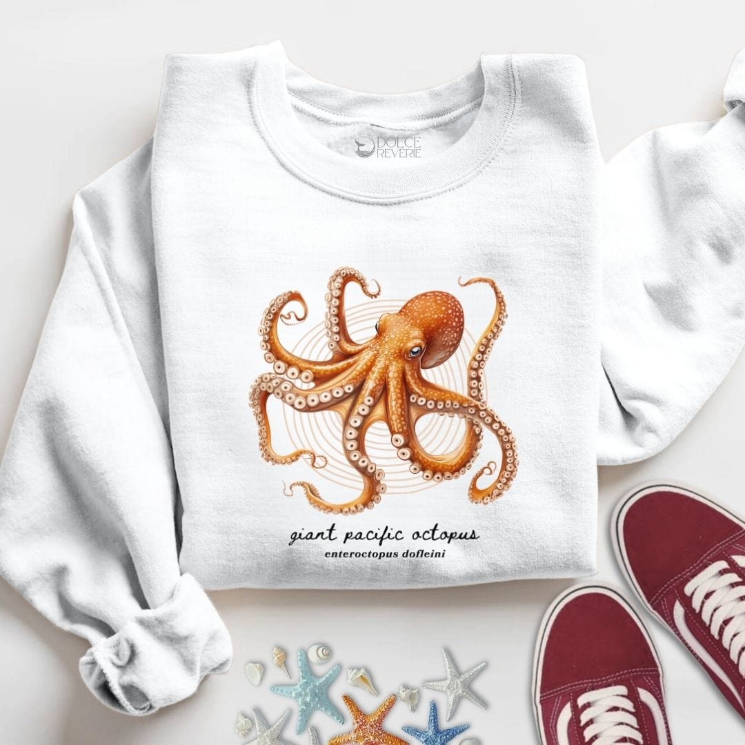 Giant Pacific Octopus Sweatshirt S / White