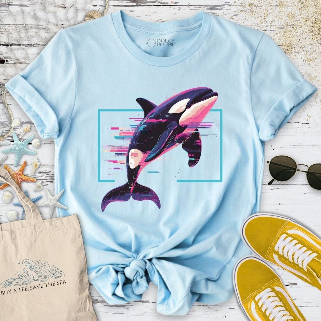 Glitchy Orca T-Shirt Light Blue / S