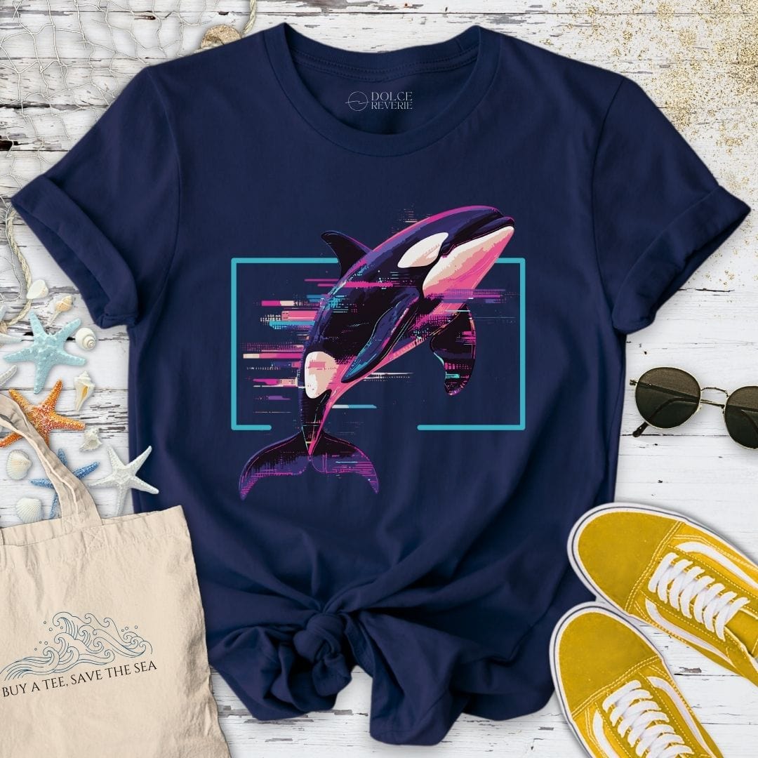 Glitchy Orca T-Shirt Navy / S