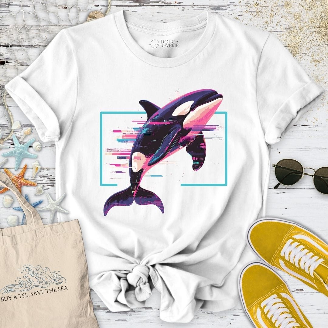 Glitchy Orca T-Shirt White / S