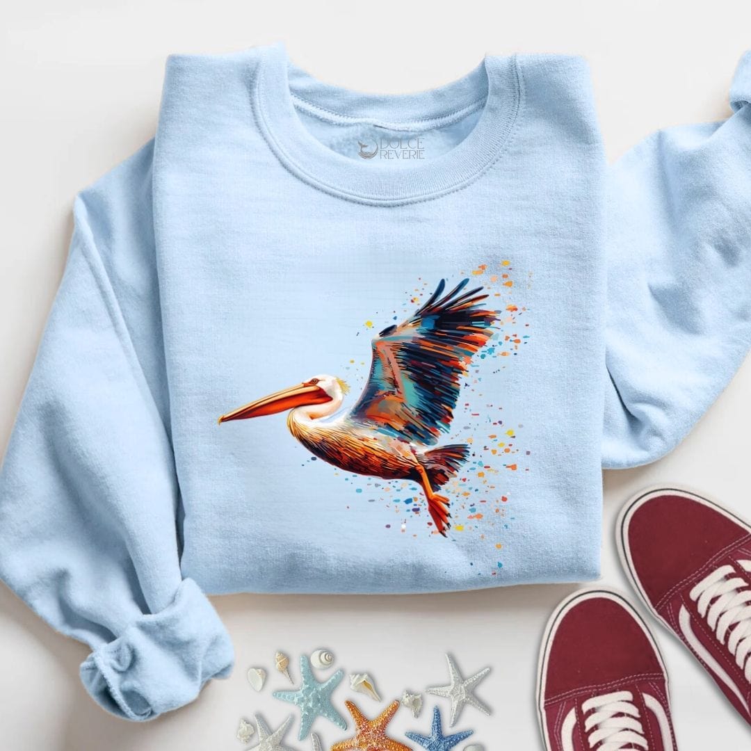 Glitchy Pelican Sweatshirt S / Light Blue