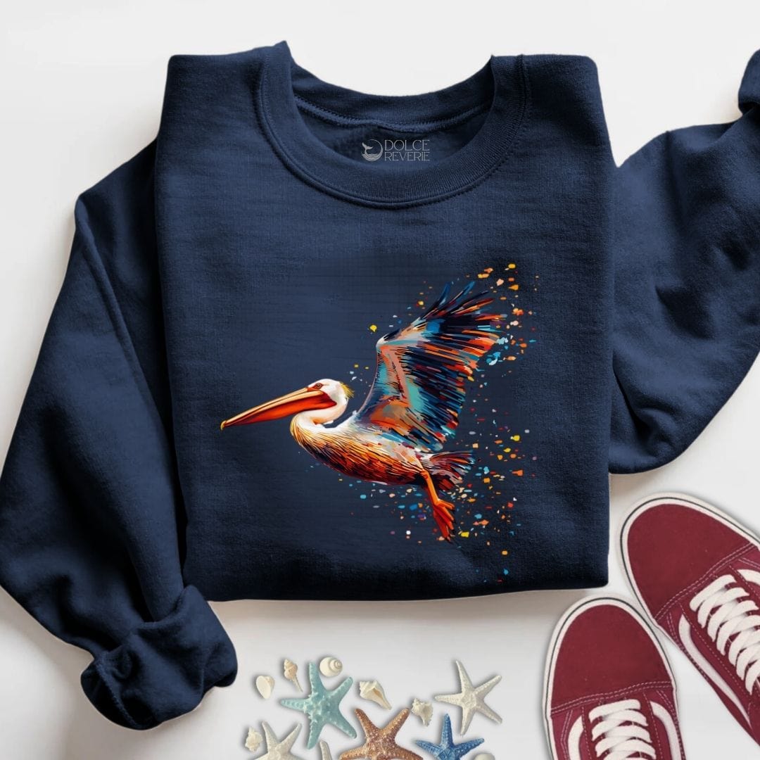Glitchy Pelican Sweatshirt S / Navy