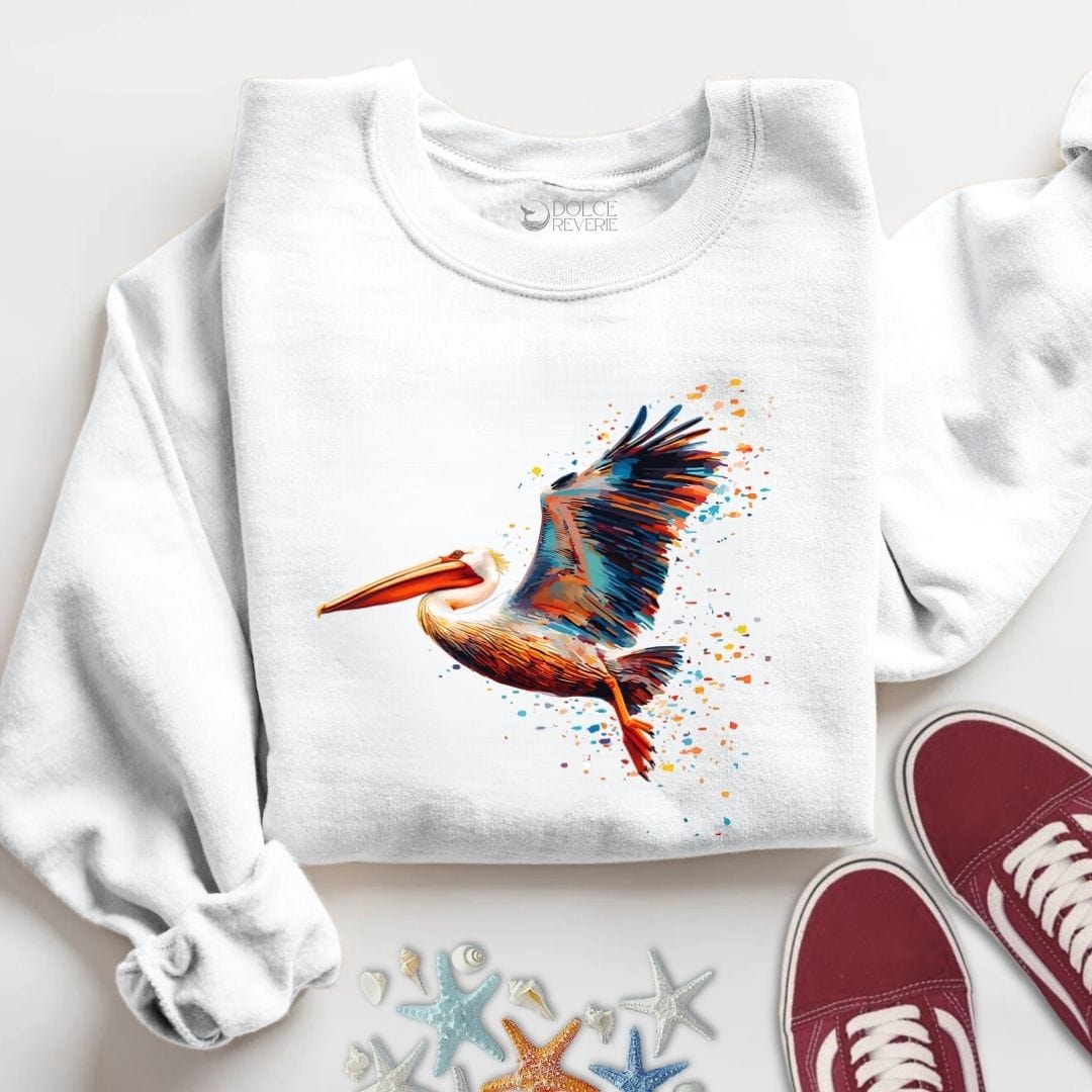 Glitchy Pelican Sweatshirt S / White