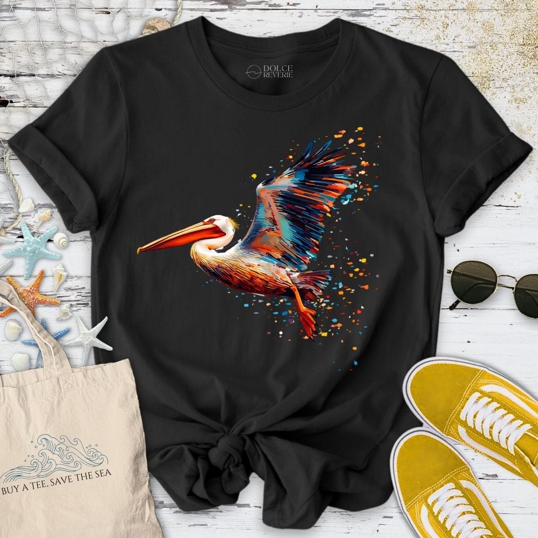 Glitchy Pelican T-Shirt Black / S
