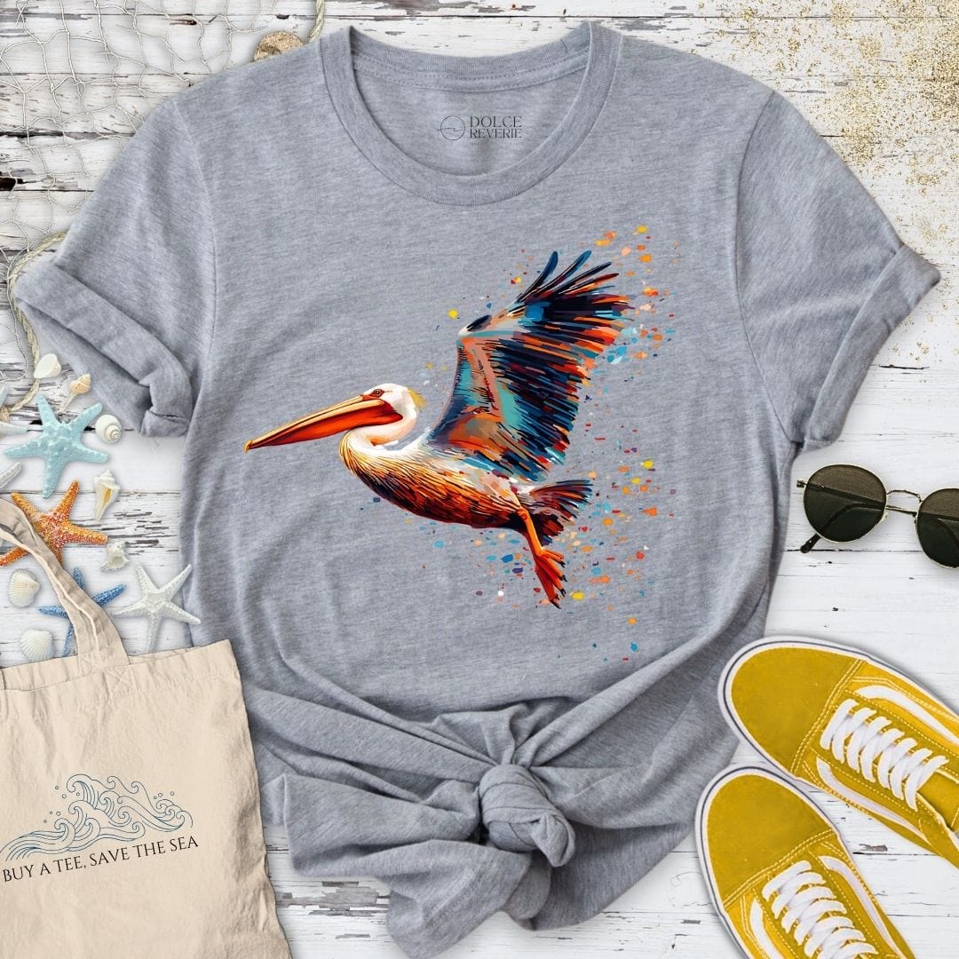Glitchy Pelican T-Shirt Sport Grey / S