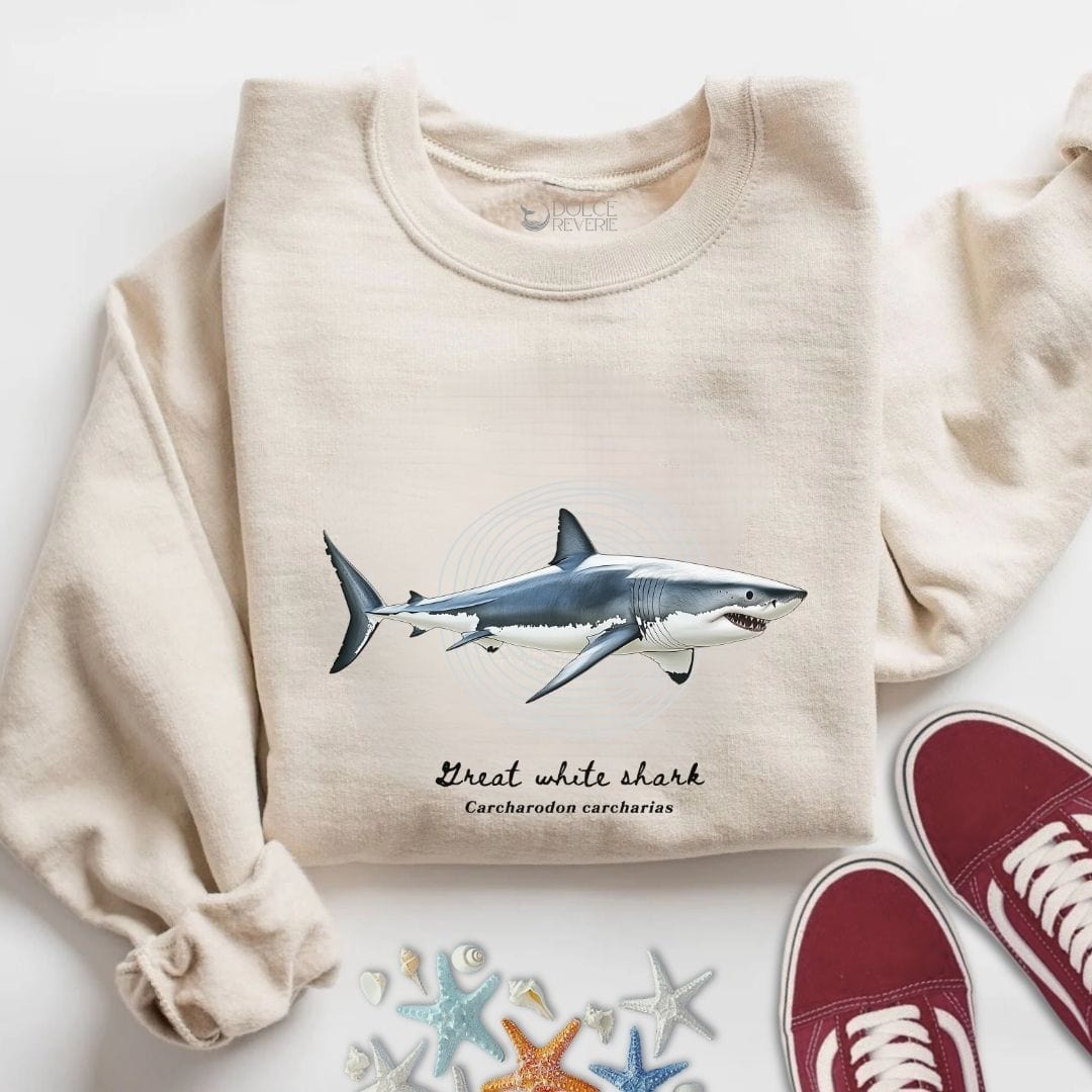 Great White Shark Sweatshirt S / Sand