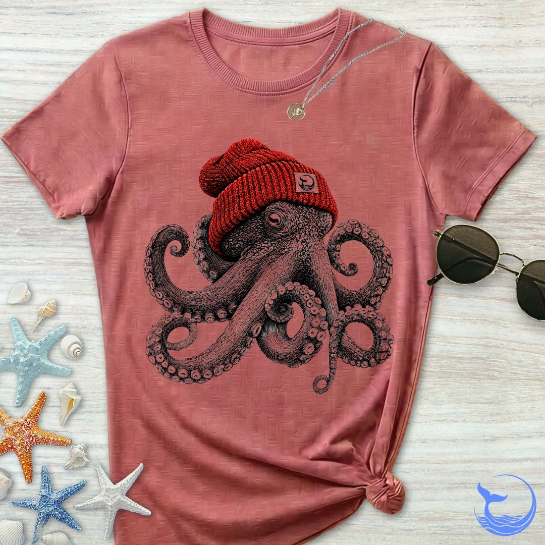 Red Beanie Octopus Women's T-Shirt