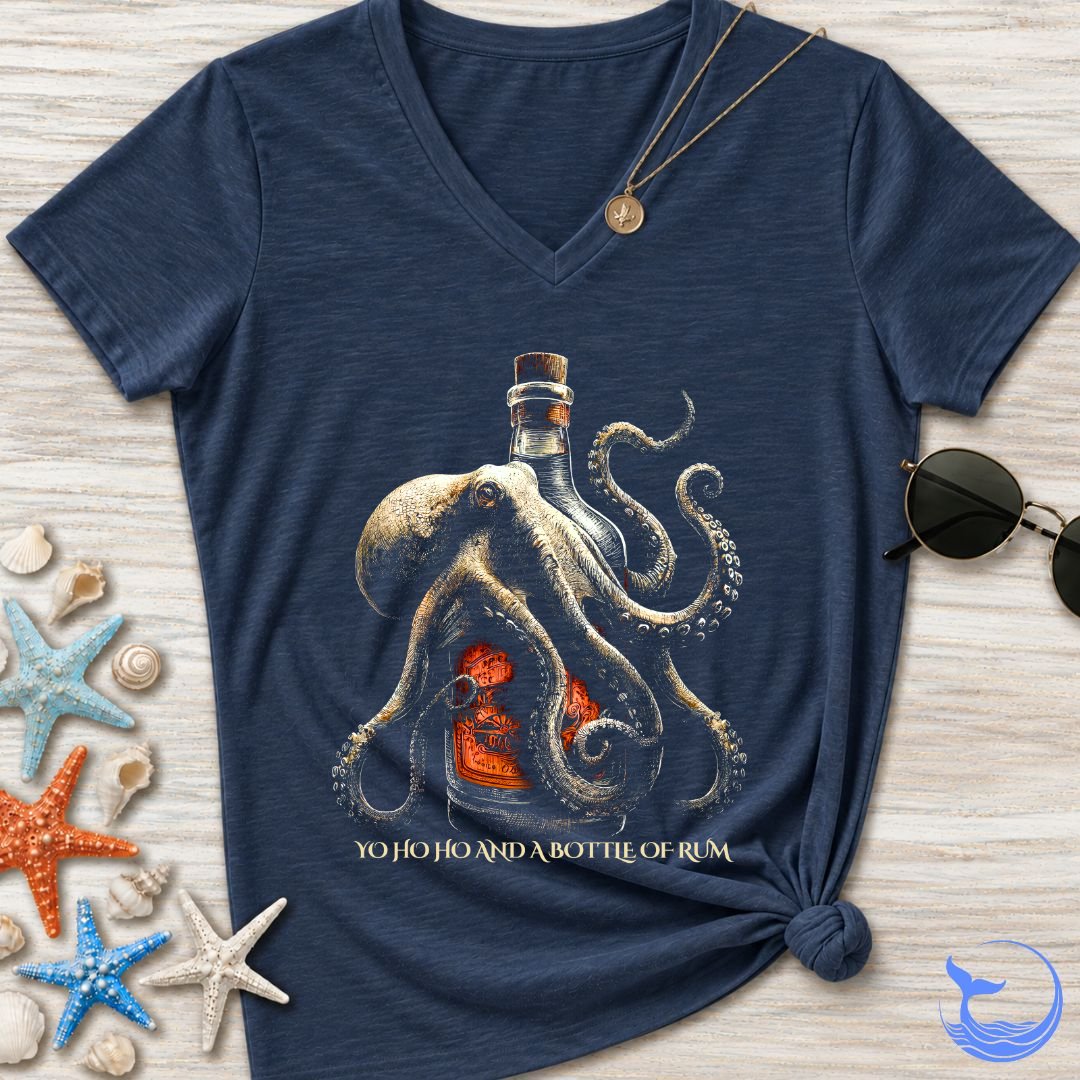 Octopus & A Bottle Of Rum Women's V-Neck T-Shirt