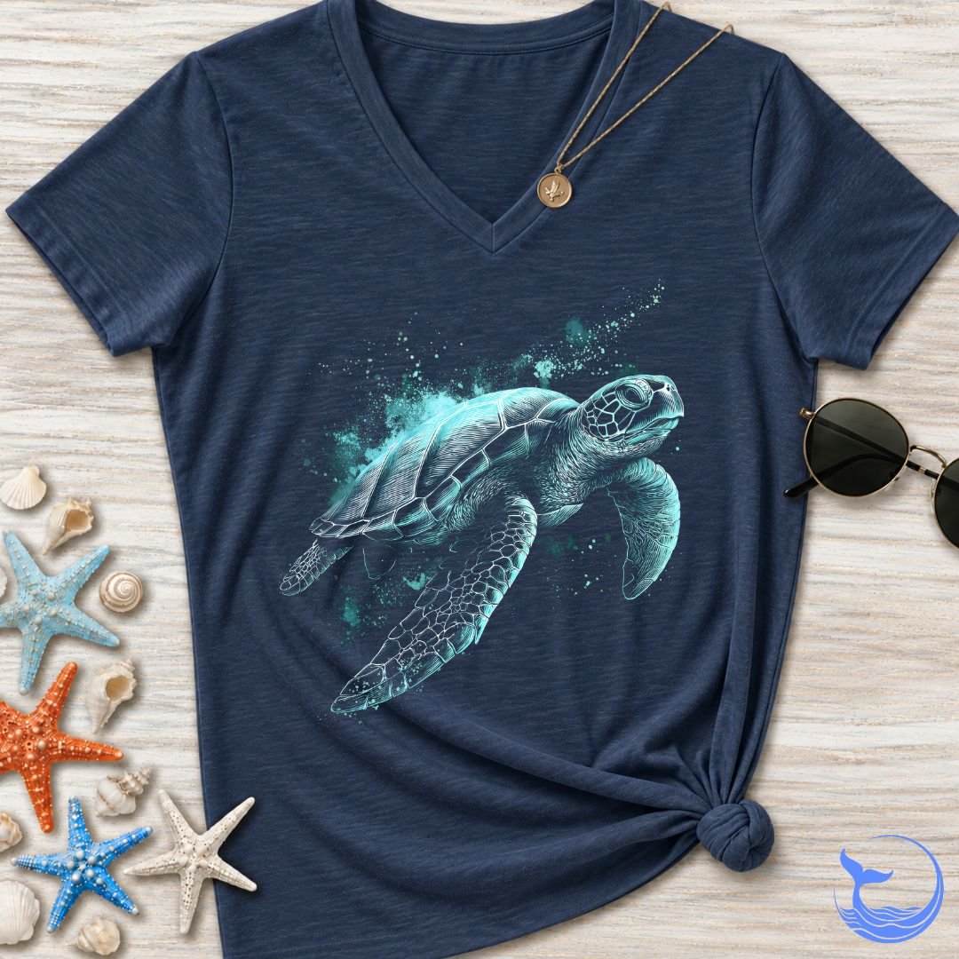 Bioluminescent Turtle Women's V-Neck T-Shirt
