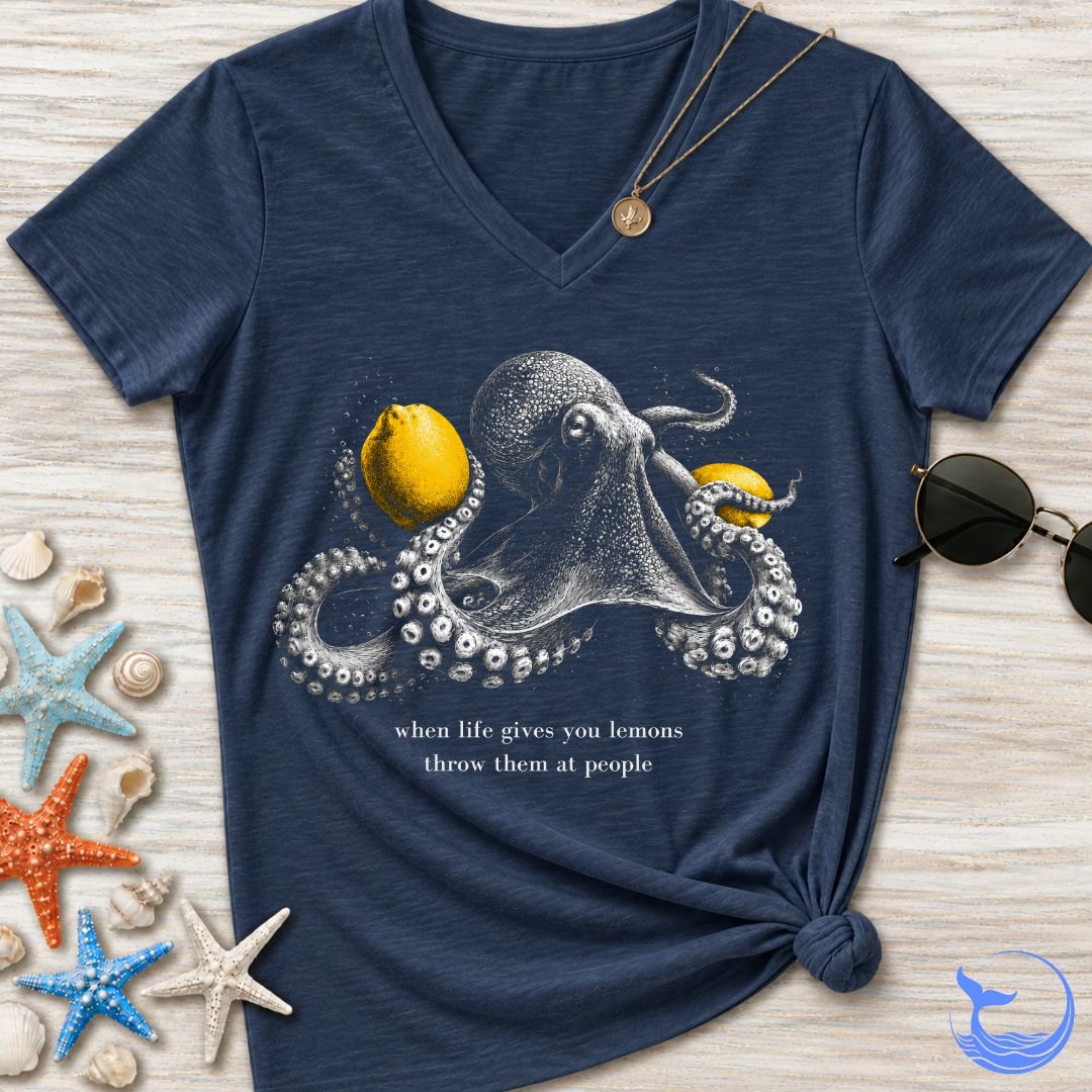 Lemons, Octopus Women's V-Neck T-Shirt