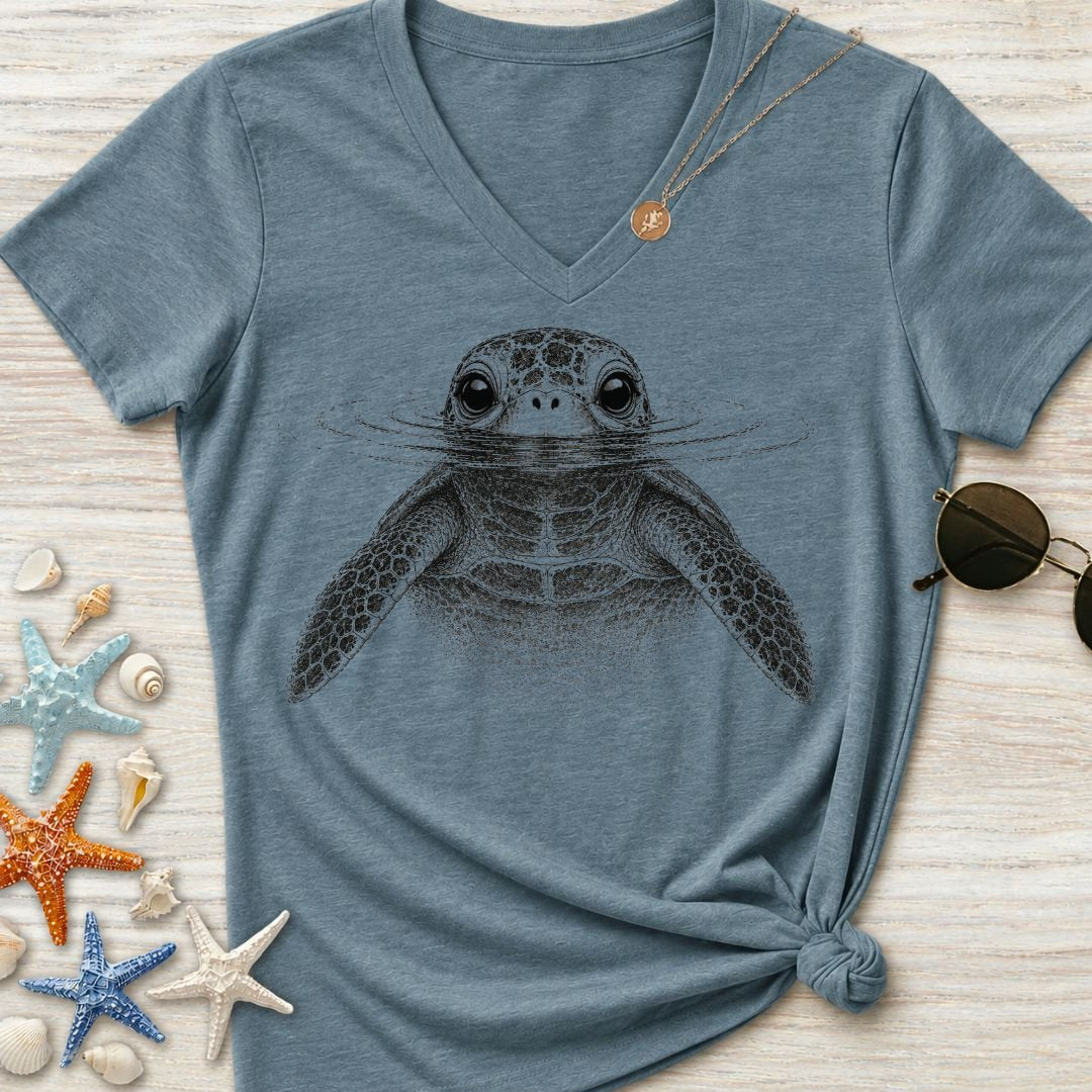 Curious Turtle Women's V-Neck T-Shirt