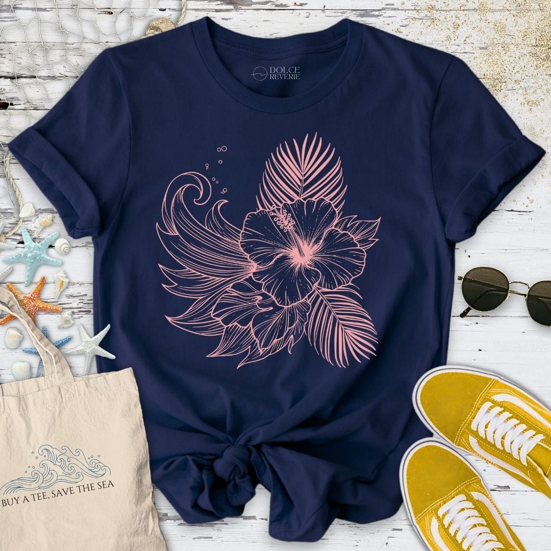 Hibiscus T-Shirt Navy / S
