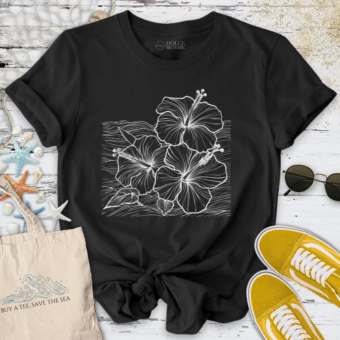 Hibiscus & Waves T-Shirt Black / S