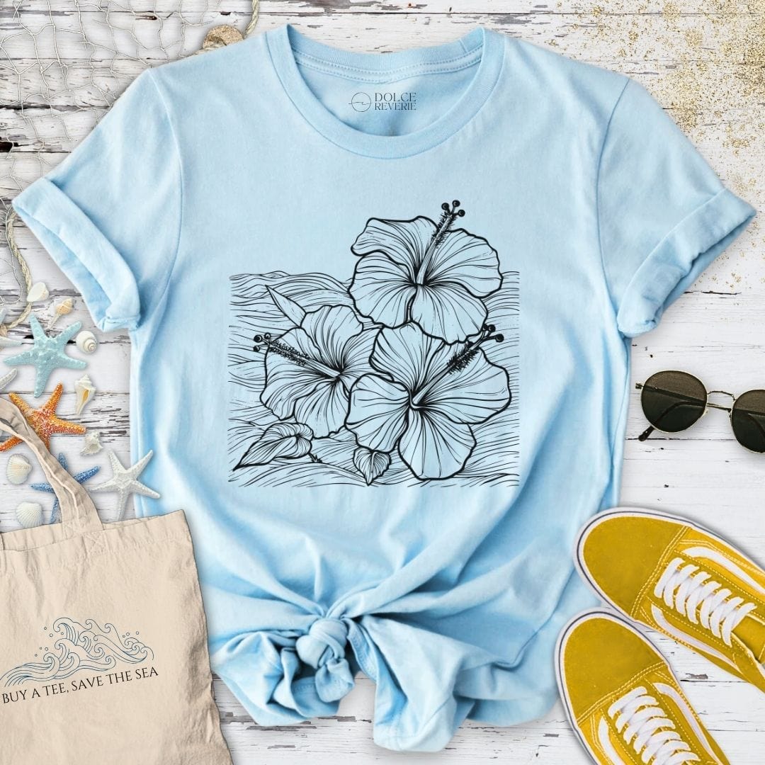 Hibiscus & Waves T-Shirt Light Blue / S