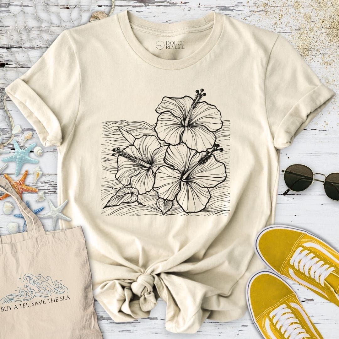 Hibiscus & Waves T-Shirt Natural / S